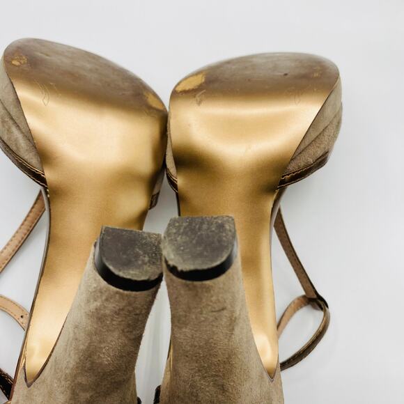 Tahari Angela Tan Suede T-Strap Heel Size 10 - Picture 11 of 11